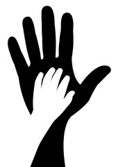 helping hands, silhouette vector