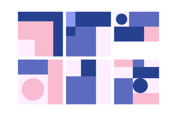 Vector Geometric Backgrounds set in blue pink colors