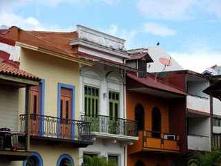 Casco Viejo / Panama - November 9 2018: Old houses in Casco Viejo in Panam City