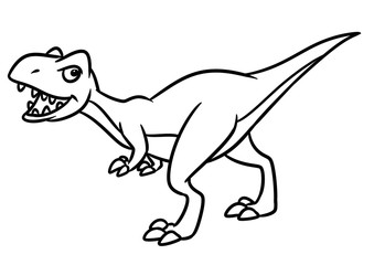 Predatory dinosaur raptor animal character cartoon illustration isolated image coloring page