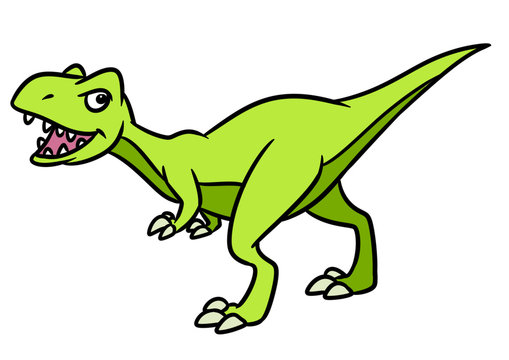 Predatory dinosaur raptor animal character cartoon illustration isolated image
