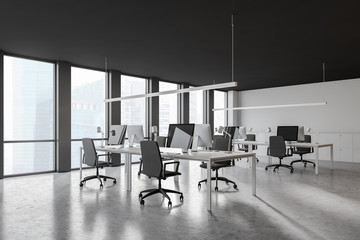 White panoramic office corner