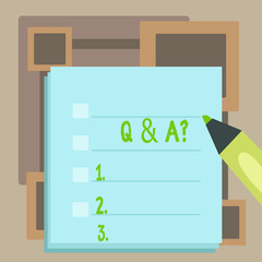 Handwriting text Q And A Question. Conceptual photo in which demonstrating asks questions and another one answers them Blank Colorful To Do Check List Planner Sheets with Tick Box and Marker Pen