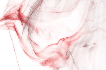 Fototapeta premium Red alcohol ink texture with abstract washes and paint stains on the white paper background. 