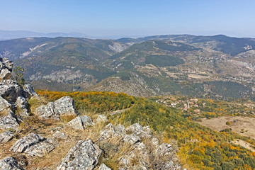 Fototapeta na wymiar Amazing Autumn landscape of Ruen Mountain - northern part of Vlahina Mountain, Kyustendil Region, Bulgaria