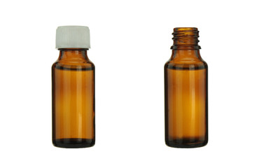 Brown dropper bottle on a white background.