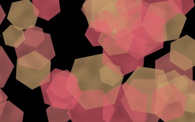 Multicolored translucent hexagons on dark background. Yellow. 3D illustration