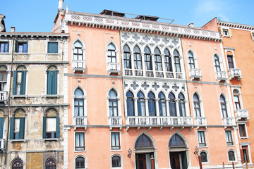 Venice Venezia Italy 2019 march city view from ship. Renaissance Buildings in sea