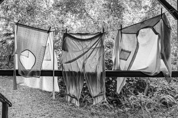 Black and White Clothes on Clothesline