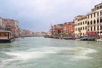 Venice Venezia Italy 2019 march city view from ship. Renaissance Buildings in sea