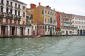 Venice Venezia Italy 2019 march city view from ship. Renaissance Buildings in sea