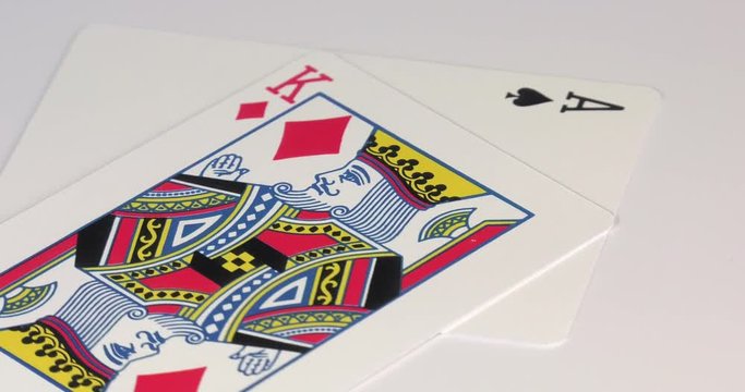 A twenty-one card combination in blackjack and poker with playing cards