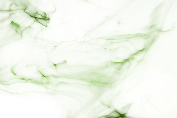  Isolated green fog on the white background, smoky effect for photos and artworks. Overlay for photos.