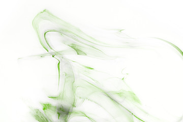  Isolated green fog on the white background, smoky effect for photos and artworks. Overlay for photos.