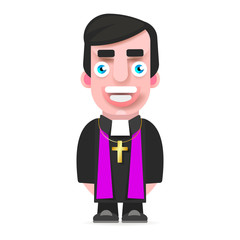 Illustration Of A Priest Icon Flat Design. Cartoon Illustration