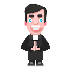 Illustration Of A Priest Icon Flat Design. Cartoon Illustration