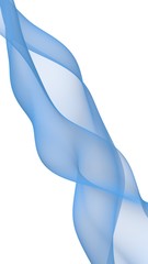Abstract blue wave. Blue scarf. Bright blue ribbon on white background. Abstract smoke. Raster air background. Vertical image orientation. 3D illustration