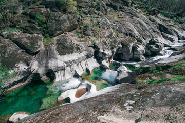 Natural pools of Los Pilones in Garganta de los Infiernos gorge, Valle del Jerte, Caceres, Extremadura province of Spain