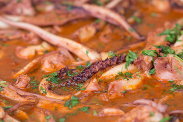 tentacles ,calamari with parsley and garlic,octopus