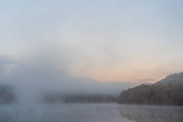 The Dam above Pitlochry on a foggy morning