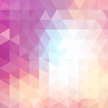 Geometric pattern, triangles vector background in pink, beige tones. Illustration pattern