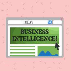 Text sign showing Business Intelligence. Business photo showcasing strategies and technologies used by enterprises Blank Template of Pastel Colorful Website Layout Design for Homepage Format