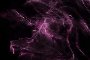 Pink foggy paper textures on black background, smoky effect for photos and artworks. Chaotic abstract background.