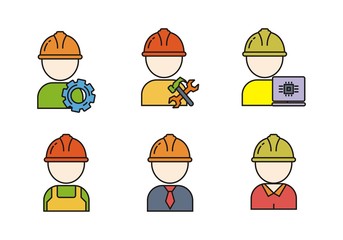 Set of engineer vector illustration. Engineer icons