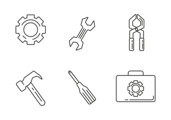 Set of tools icon with outline design. Tools vector illustration 