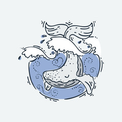 Cute little animal. Cartoon hand drawn vector illustration.
