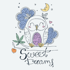 Cute little animal. Cartoon hand drawn vector illustration.