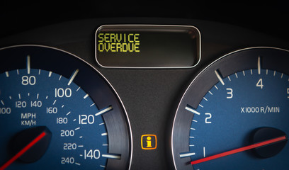 Vehicle service overdue warning message 