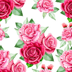 watercolor floral and leaves seamless pattern