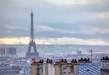 aerial landscape of Paris from the roof