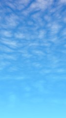 Blue sky background with white clouds. Cumulus white clouds in the clear blue sky in the morning. 3D illustration