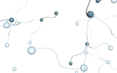 Neural network. Social network. Futuristic dna, deoxyribonucleic acid. Abstract molecule, cell illustration, mycelium. Light background. 3D illustration