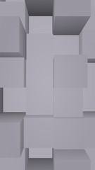 Abstract gray elegant cube geometric background. Chaotically advanced rectangular bars. 3D Rendering, 3D illustration