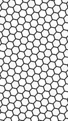 Black honeycomb on a white background. Perspective view on polygon look like honeycomb. Isometric geometry. Vertical image orientation. 3D illustration