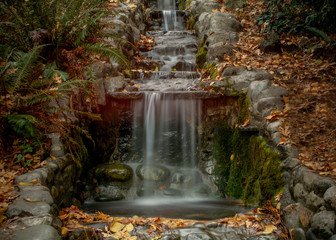 Artificial waterfall Lithia Park in the Autumn, Ashland, Oregon, USA
