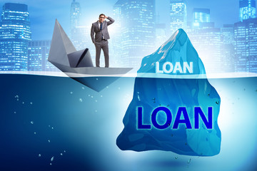 Debt and loan concept with hidden iceberg