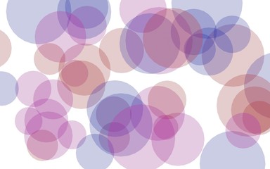 Multicolored translucent circles on a white background. Pink tones. 3D illustration