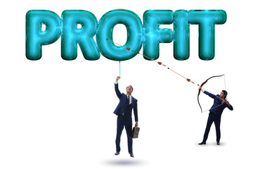 Profit concept with businessman on white