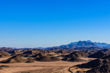 Fototapeta na wymiar Mountains in Arabian desert not far from the Hurghada city, Egypt