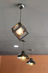 interior hanging lamps in cafe