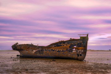 Motueka  famous ship wreck all alone and abandoned