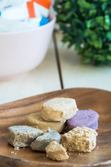 variety flavors of polvoron or milk candies; famous snacks for kids in the Philippines