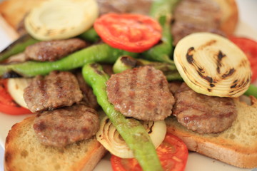 grilled beef steak with vegetables
