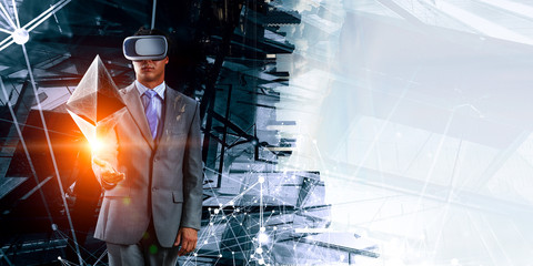 Virtual reality experience. Technologies of the future. Mixed media