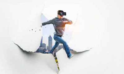 Virtual reality experience, technologies of the future. Mixed media