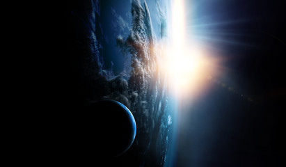 Deep space beauty. Planet orbit.